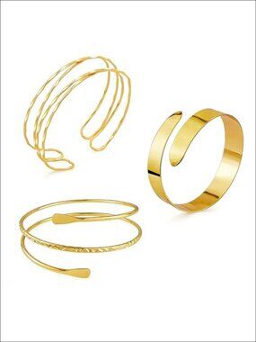 Minimalist 18k Gold Plated Thin Arm Cuff Dainty Upper Arm Jewelry